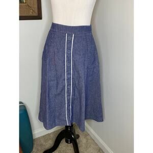 Sold FB Marketplace! TALBOTS Linen Blue Chambray-Look A-Line Midi Skirt 10